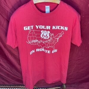 Historic Americana Get Your Kicks On Route 66 Retro Map Graphic Tee Large